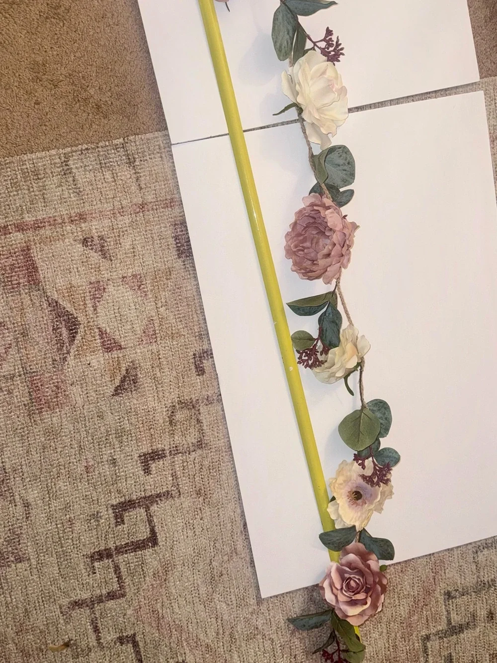 Cream and Mauve Roses & Greenery Stem Garland